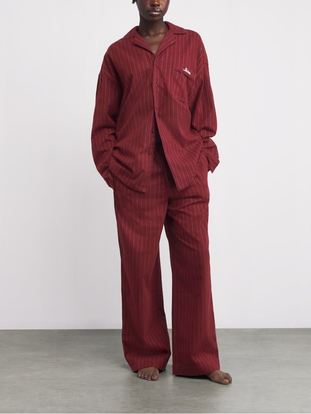 Skims Elevated Flannel Pinstripe Pajama Set